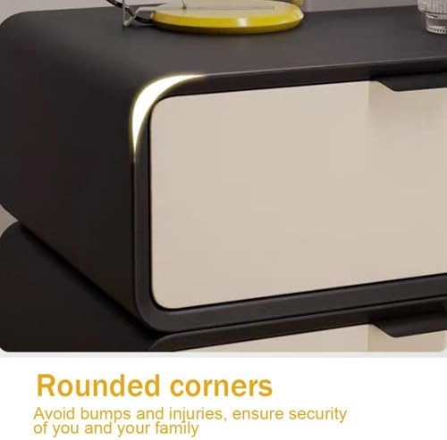 Stylish 2 Drawer Nightstand - Wooden Bedside Table with Smooth Gliding Drawers, Sturdy Floor-Standing Design for Bedroom & Living Room, 50cm Wide, Modern Home Furniture