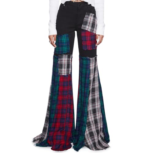 Dolls Kill Better Together Plaid Pants – Mixed Plaid, Wide Leg Pants, Perfect for Grunge Fashion