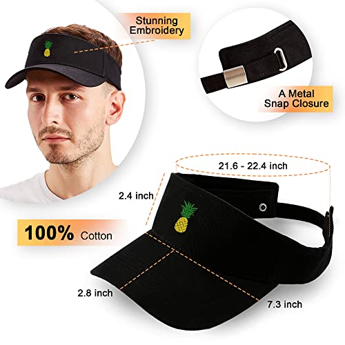 Sun Pineapple Visor Hat Classic Unisex 100% Cotton Cool Sporting Visor With Small Embroidery - Best Visor For Running, Workouts And Outdoor Activities,1 Pineapple,Large #TOP6