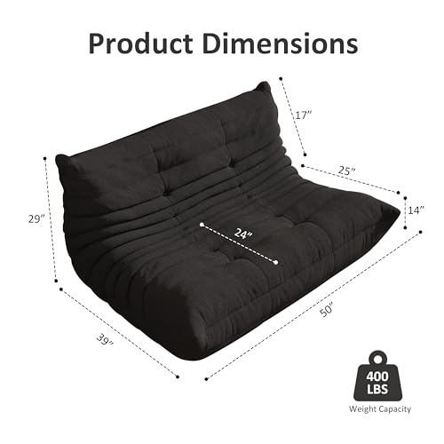 Image of Giant Bean Bag Chair for Adults - Cozy Loveseat Fireside Accent Chair with Memory Foam,Comfy Lazy Oversized Floor Sofa Couch Boneless Chaise Lounge for Living Room Bedroom Gaming Room (2 Seater)