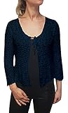 70% acrílico30% poliamida Mimosa Mujer Crochet Popcorn Bolero Liso de Encaje Elastico Cardigan Abierto (Talla única, Dark Denim Cardigan)