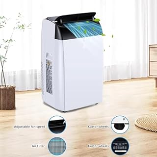 RBFGYIOP Condizionatore Portatile 3-in-1 Silenzioso 10000 BTU - Raffreddamento, Deumidificatore 30L/giorno, Ventilatore 2 Velocità - Timer 24h, Display Digitale, Telecomando, Gas R290 Ecologico - Per