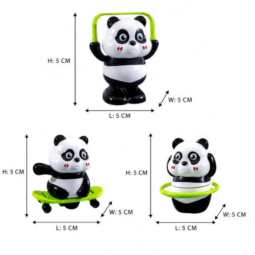 Image of 3 Pcs Cute Panda Action Toy Set for Kids, Interactive Rotating Panda Figures with Skateboard, Hula Hoop & Jump Rope, Fun Moving Play Toys for Boys and Girls Age 3+