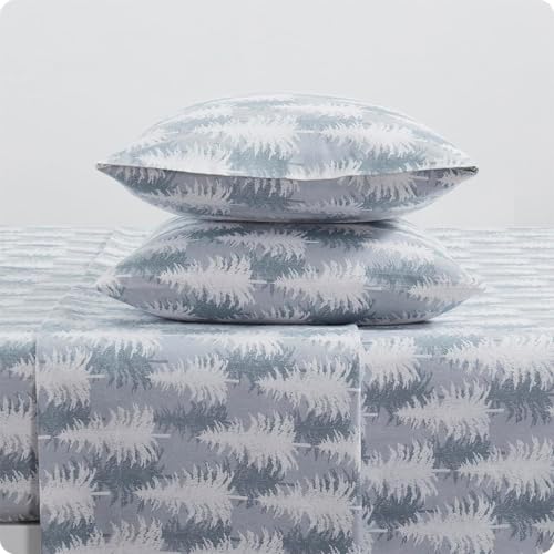 Image of Tahari Home Brushed Flannel 4-Piece Bedding Set, Queen, Tree Gray