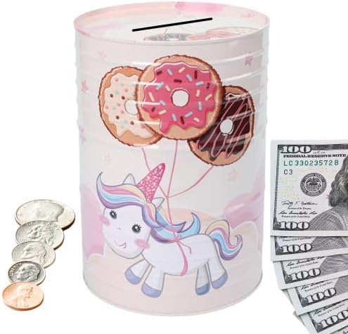 Dream Saver Unicorn Piggy Bank Must Break to Open 8.7 x 5.9 inch / 0.52lb Holds +4000 Coins +12000 Notes. 100% Sealed Kids Money Bank. Unique Birthday (Sweet Celebration), Blue, Pink, Light Yellow