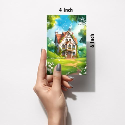 Image of SiddArtify Charming Cottagecore House Art Print Set - Set of 2-4x6 Inch - Board (Pack of 6) - Sticker (Pack of 6) Wall Room Decoration art Poster Prints