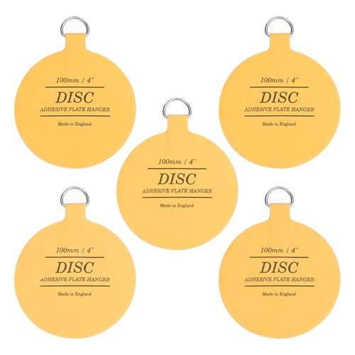 Winsome Disc Plate Hangers for Walls - Strong Invisible Plate Holder Self Adhesive Stick On Hooks Picture Hanging Wall Plate Holder - Plate Hanging Disk (100mm / 4'' (Pack of 5))
