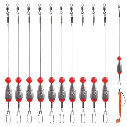 Carolina Ready Rigs for Bass Fishing, Steel Fishing Leaders with Bullet Sinker Swivels Pre-Rigged Carolina Rigs for Catfishing Walleye Grouper Saltwater Freshwater 3/8oz 1/2oz 3/4oz(3/4oz-10pcs)