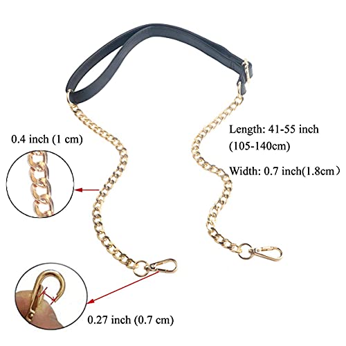 BEAULEGAN Handbag Chain Strap Adjustable - Replacement for Shoulder Crossbody Bag 140 cm Long (Black/Gold) - Image 2