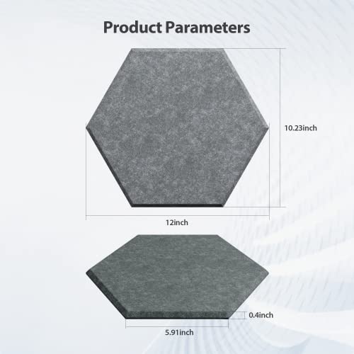 Image of 12 Pack Hexagon Acoustic Panels Self Adhesive Sound Proof Foam | High density sound acoustic foam panel, 12 x 10.23 x 0.4in acoustic wall panels for home, office, and more(Moonlight Grey)