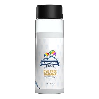 Dye Free Banana Snow Cone and Shaved Ice Flavor Concentrate | 4oz | Add Sugar and Water To Make 1 Gallon of Syrup | Snow Cone Dreams