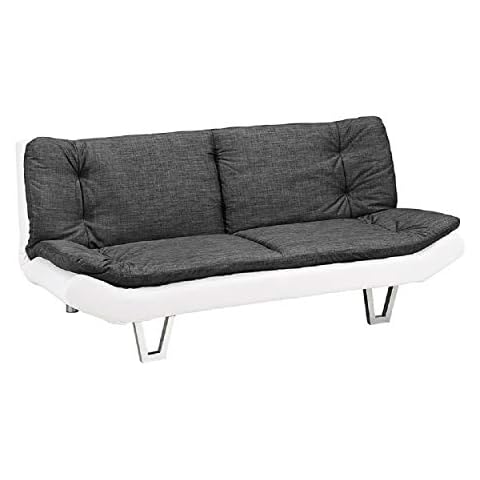 Home Detail 3 Seater Fabric Sofabed Available in 2 Duo-Contrast Colour Options (Charcoal/White, Fabric/Faux Leather) Cover