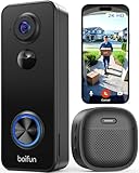 BOIFUN 2K Video Doorbell Camera Wireless No Monthly Fee, Wide Angle Head-To-Toe View, Easy to Install, PIR Motion Detection, 2 Way Audio, SD Card & Cloud, Night Vision, 2.4GHz, Alexa