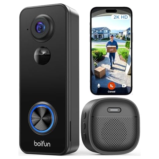 BOIFUN 2K WLAN Video Türklingel mit Kamera, Funkklingel mit Kamera,Alexa-kompatibel, 180° Ultrabreiten Sichtfeld, 2-Wege-Audio,AI Bewegungserkennung, Kompatibel Mit Alexa, Ohne ABO, 2,4GHz, IP65