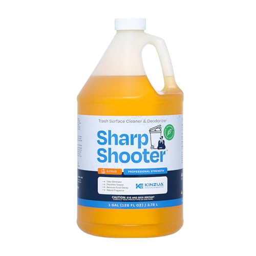 KINZUA ENVIRONMENTAL Sharpshooter, Heavy-Duty Trash Can Odor Eliminator & Degreaser, Garbage Surface Cleaner and Deodorizer Foam, Professional-Grade, Fresh Citrus Scent, 1 Gallon