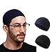 Produktbild WURTON 2 Stück Strick Baumwolle Schädel Mütze Kopfbedeckung Herren Häkel Masche Schädelmütze Beanie Islam Gebets Hut Herren Kopfbedeckungen Für Jede Jahnreszeit (Baumwolle, Black + Navy)