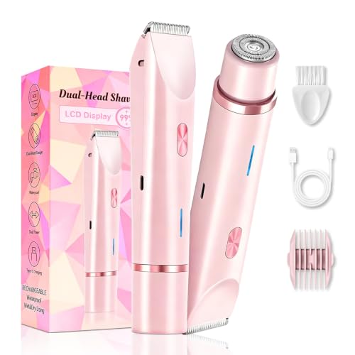 DEBARK 2 in 1 Bikini Trimmer for Women – Pink Electric Razor