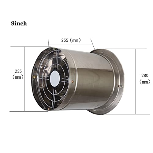 Ventilador de extracción cilíndrico de acero inoxidable, potente ventilador para cocina, doble lado con rejilla protectora, ventilador empotrado de un solo lado de 11 pulgadas miniatura 2