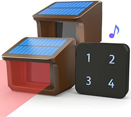 800 Meters Solar Driveway Alarm System-Up to 70FT Wide Sensor Range 3 Adjustable Sensitivities-Fully Weatherproof Outdoor Motion Sensor&Detector DIY Security Alert System-1 Receiver and 2 Sensors KIT
