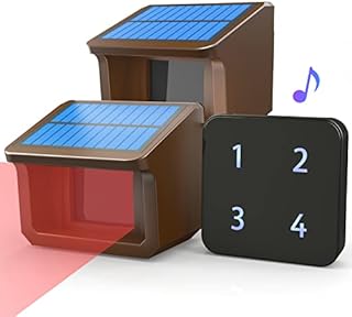 Driveway Alarms- 1/2Mile Solar Driveway Alarm System- Up to 70FT Wide Sensor Range- Fully Weatherproof Outdoor Motion Sensor&Detector DIY Security Alert System-1 Receiver and 2 Sensors KIT