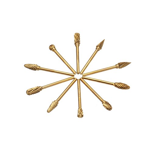 10 brocas de carburo de tungsteno con revestimiento de titanio, 1/8 pulgadas