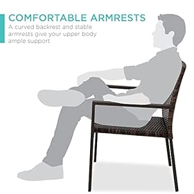 Best Choice Products Set of 2 Stackable Outdoor Wicker Dining Chairs All-Weather Firepit Armchair w/Armrests, Steel Frame for Patio, Deck, Garden, Yard - Brown 41tTPgFjB+L. SS280