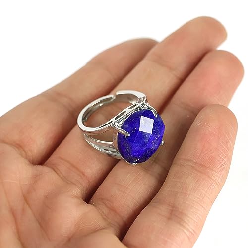 Image of Reiki Crystal Products Adjustable Rings, Round Cutting, Amethyst, Black Tourmaline, Goldstone brown, Green Jade, Lapis Lazuli, Opalite, Red Jasper, Rose Quartz, Tiger eye, Gemstone Ring