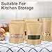 Geosar 300 Pcs Stand up Kraft Pouches with Window 6 x 9 Inch Kraft Paper Sealable Pouches with Notch Heat Sealable Resealable Bags for Small Business, Zipper Food Storage for Packaging, Snacks