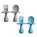 Cuillère bébé - Fourchette bébé - Cuillère et Fourchette pour bébé,Multicolores, Ensemble de couverts pour encourager votre bébé à manger de manière indépendante, sans BPA (Lots de 2, Bleu/Gris)