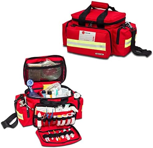Redcube Emergency Bag - First Aid Bags Empty - First Responder Bag for Trauma, Professional Multiple Compartment Kit Carrier for Emergency Medical Supplies (Red)