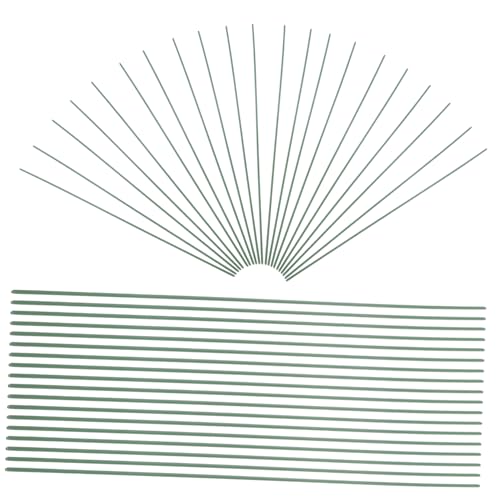 KALLORY Plastic Covered Flower Stems 100pcs Floral Wire Easy to Bend DIY Floral Rod for Artificial Flower Making