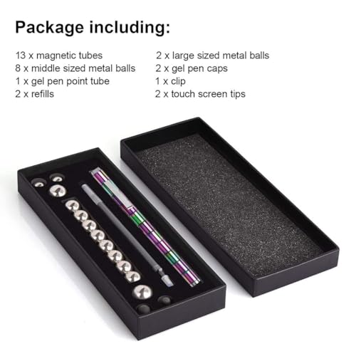 Image of GDNK Rainbow Color Magnetic Toys Pen | Decompression Magnetic Metal Pen | Multifunction Writing Magnet Ballpoint Pen | Fidget Cool Gadgets Toys Gifts For Kids Boy Girls Friends (Rainbow)