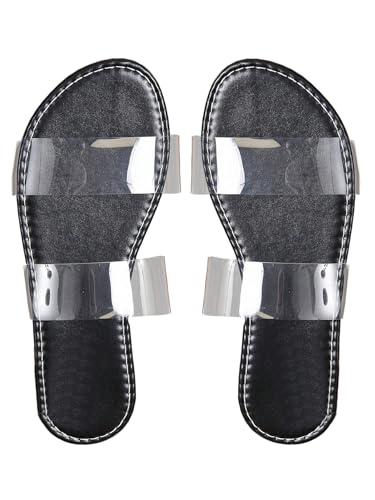 Image of GORGLITTER Women's Cute Flat Sandals Summer Beach Vacation Clear Open Toe Jelly Transparent Strappy Slide Sandals 2026