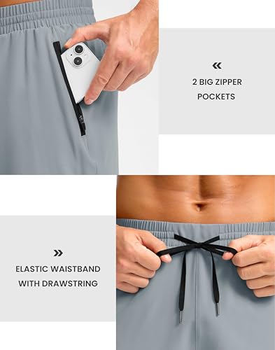 Image of Pudolla Men's Running Gym Shorts with Zipper Pockets 5 inch /7 inch / Lightweight Quick Dry Running Workout Athletic Short