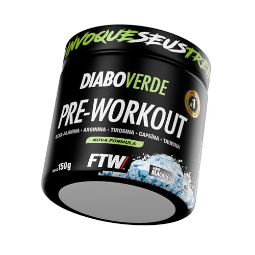 FTW Pré-Treino Diabo Verde em Pó com Cafeína, Aminoácidos Beta‑Alanina e Arginina para Treinos e Atividades Físicas - Pote 150g (Black Ice)