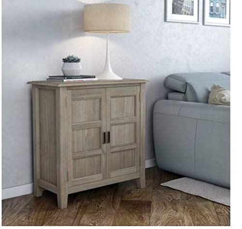 Portland Two Enclosed Adjustable Shelf Low Storage Cabinet - Wyndenhall (Distressed Gray) #TOP1