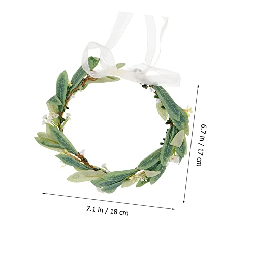 LALAFINA 1pc Floral Good Fashion Decoration Woman Olive Bridal Accessory Girls Garland Girl Ribbon Lady Wedding Hair and Headwear Photo Greenery Wreath Crown Holiday Festival - Image 3