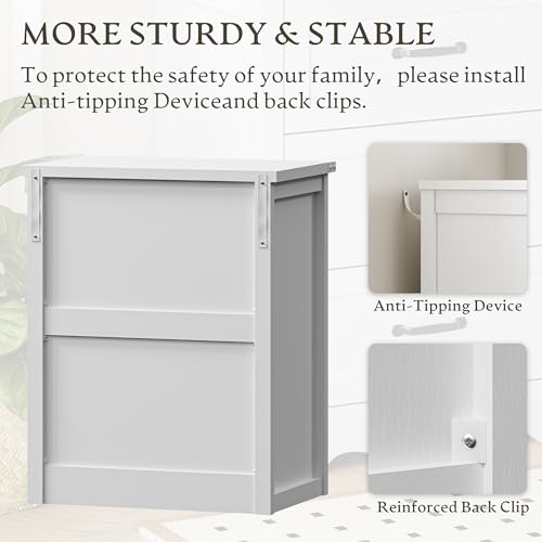 Image of BORNOON 3-Drawer Dresser for Bedroom, Small Wooden Chest of Drawers with Metal Handles, Narrow Storage Cabinet with Anti-Tipping Design, Sturdy Dresser Organizer for Closet, Living Room, Entryway