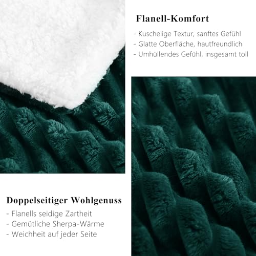 RUIKASI Sherpa Decke Warme Kuscheldecke Flauschige 220x240 cm Grün – Ansicht 6