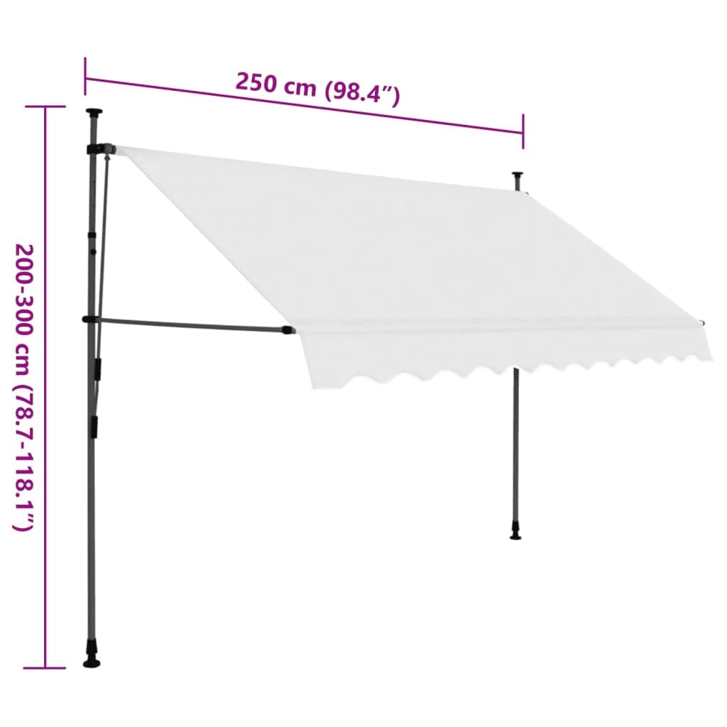 vidaXL Tenda da Sole Retrattile Manuale con LED 250 cm Crema