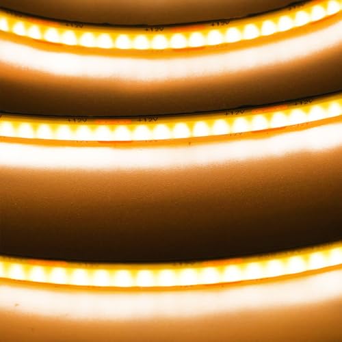 Image of LED Strip Lights COB 16.4ft AC110-130V Waterproof IP44 Warm White 3500K | Dimmable 30000LM Super Bright 1200 LEDs / 2 Times Brightness Than 12V COB Strip Lights Tape Ribbon / Kitchen Cabinet Lighting