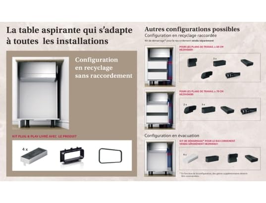 NEFF Plaque induction aspirante V58THQ4L0, N 70, Double CombiZone, Frying Sensor