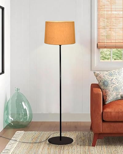 Image of Homesake Modern Floor Lamp for Living Room Traditional Farmhouse Boho Floor Lamp Mid-Century Pole Lamp with Linen Lamp Shade Modern Standing Corner lamp for Living Room, Bedroom, Office,