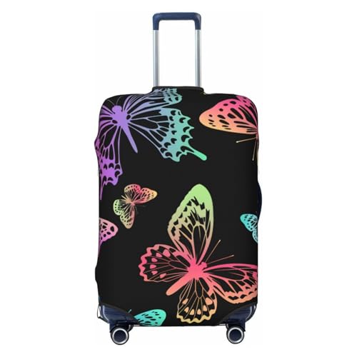 Black Rainbow Butterfly Luggage Cover, Protective Washable Suitcase Cover - Travel High Elastic Fibers Suitcase Protector Fits Small