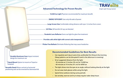 Travelite 10,000 Lux Bright Light Therapy Portable Light Box, Beige Travelite 10,000 Lux Bright Light Therapy Portable Light Box, Beige