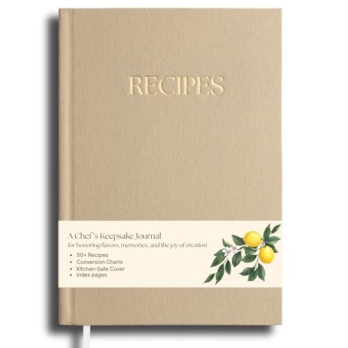 Paperell Recipe Book to Write in Your Own Recipes - Recipe Book - Premium Water-Resistant Fabric Hard-Cover Recipe Journal - Blank Recipe Notebook - Keepsake Gift for Mom - Sand