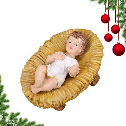 Genérico Belén de Navidad, bebé, escultura artesanal de resina, decoración de mesa perfecta para celebrar el verdadero sentido de Navidad, figura pintada a mano.