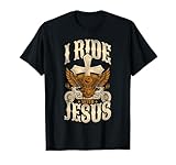 Classic Christian Motorcycle Biker I Ride With Jesus T-Shirt