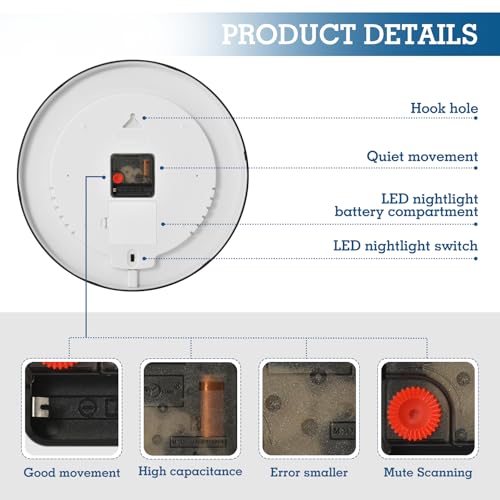 Reloj de pared luminoso silencioso de 12 in acrílico miniatura 4