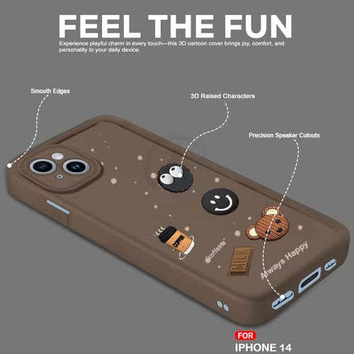 Image of AESTMO Back Case Cover for iPhone 14 Back Cover | Cute Fun Cartoon 3D Ball | Coffee Silicone Case | Full Body Protection | Camera Protection Back Cover for iPhone 14 (Brown)